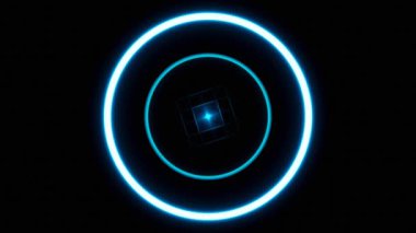 neon sound wave in dark pulsing circle ring, motion background High quality 4k footage