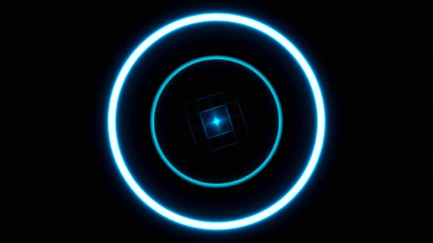 Neon Sound Wave Dark Pulsing Circle Ring Motion Background High — Wideo stockowe