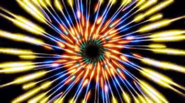 illuminated rotating sci-fi tunnel with lighting beams vj loop. High quality 4k footage