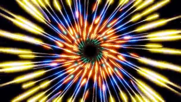 Освітлений Обертовий Науково Фантастичний Тунель Освітлювальними Променями Цикл Високоякісні Кадри — стокове відео