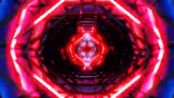Vibrating Red Geometric Digital Tunnel Loop Event Festival Music Background — ストック動画