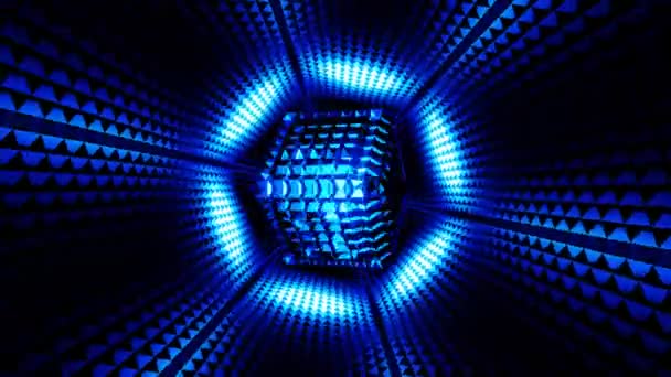 Event Festival Cube Tunne Blue Vibrating Lighting Abstract Background Sci — Stock Video