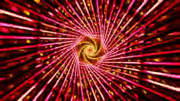 Abstrakcyjna Muzyka Tło Wysokie Prędkości Podróży Spiralne Świecące Czerwony Tunel — Wideo stockowe