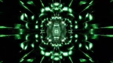 VJ döngüsü, tünel soyut müzik arka planında titreşen yeşil ışığı yansıtır. Yüksek kalite 4k görüntü