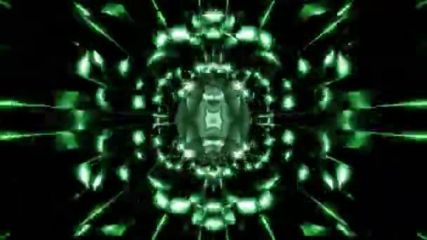Loop Refleja Luz Verde Pulsando Luz Fondo Música Abstracta Túnel — Vídeos de Stock