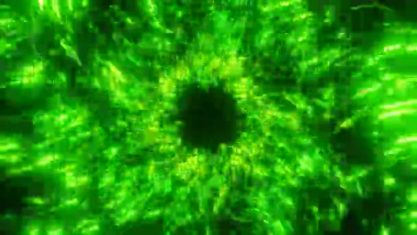 Particules Vertes Brillant Tunnel Abstrait Fond Boucle Images Haute Qualité — Video