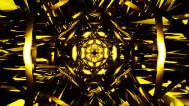 Vjループ黄色のSfトンネル3D反射抽象的な背景 高品質4K映像 — ストック動画
