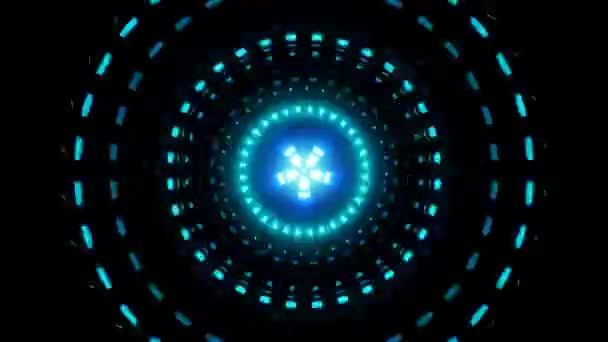 Голубой Круг Пульсирующий Свет Loop Аудио Визуальный Танцевальной Музыки Джея — стоковое видео