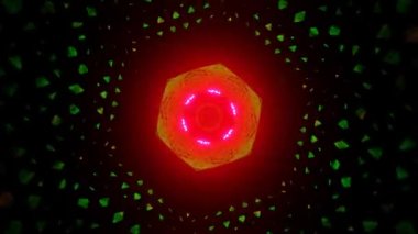 Müzik etkinliği arka planı için yanıp sönen yeşil siber-kurgu tüneli. 4k 