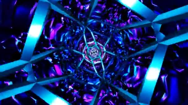 Abstract Blauw Sci Roterende Fractal Tunnel Loop Achtergrond Hoge Kwaliteit — Stockvideo