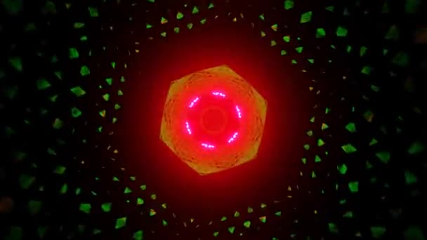 Tunnel Cyber Science Fiction Rouge Vert Rotatif Avec Lumière Scintillante — Video