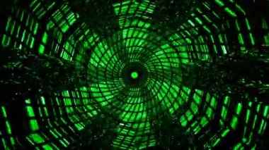 Yeşil daire bilim kurgu portalı soyut arka plan, kozmik tünel uzay sahnesi vj döngüsü. Yüksek kalite 4k görüntü