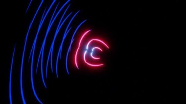 Mavi kırmızı neon estetik çizgiler koyu soyut arka plan vj döngüsünde akar. Yüksek kalite 4k görüntü