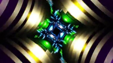 Işık yansıması vj döngüsüne sahip sonsuz siber tünel. Yüksek kalite 4k görüntü