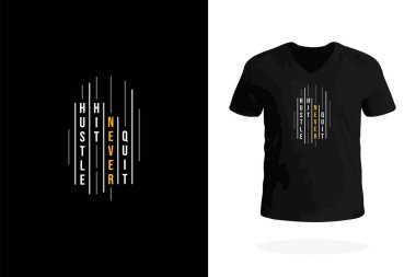 Sportif tişörtte Hustle Hit asla vazgeçmez sloganı vardı. Futbolcular, sporcular ve aktif yaşam tarzları için tasarlandı..