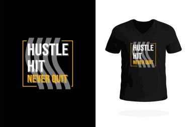 Cesur bir Hustle Hit Asla Bırakma tasarımıyla fitness tişörtü. Spor severler, halterciler ve vücut geliştiriciler için ideal..
