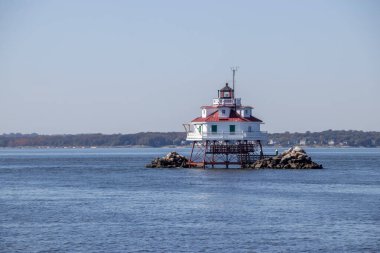 Thomas Point Shoal Lighthouse is located south of Annapolis. It is a National Historic Landmark