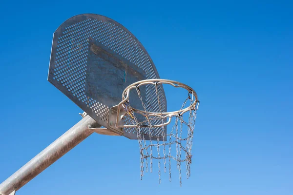 Basketball basket with backboard and metal net