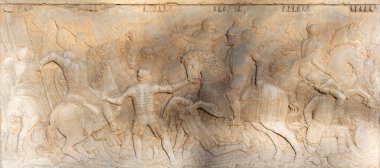 İspanya, Granada 'daki Alhambra' daki Carlos V Sarayı 'nda taş döşeme.