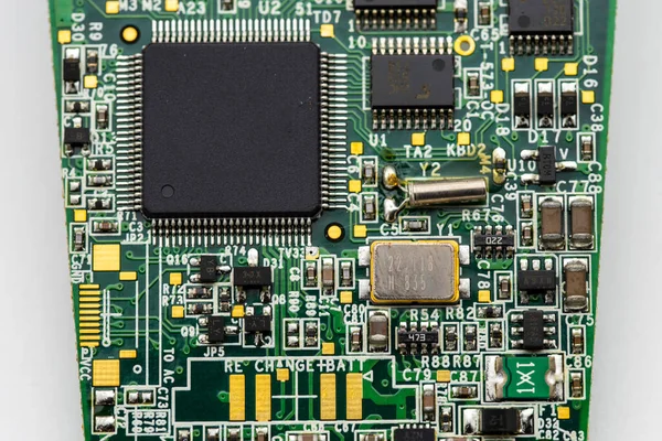Detalhe Alguns Dos Diferentes Componentes Uma Placa Eletrônica — Fotografia de Stock