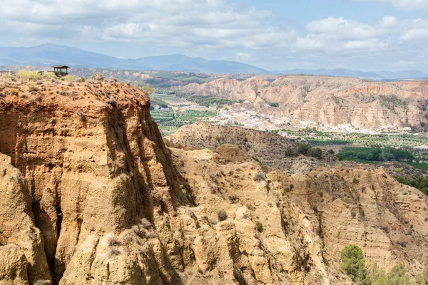 stock image Desert landscape with badlands mountain formations in Granada Geopark, Spain