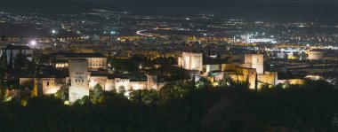 Albaicn 'deki San Miguel Alto' dan Granada 'daki Alhambra' nın panoramik görüntüsü.