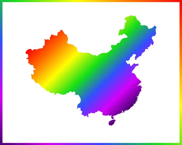 Ουράνιο Τόξο Χρωματισμένο Κλίση Χάρτη Της Χώρας Της Κίνας Απομονωμένο — Διανυσματικό Αρχείο