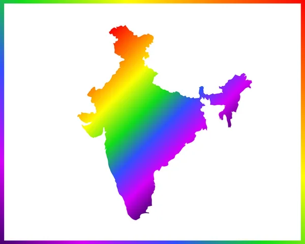 Carte Dégradé Couleur Arc Ciel Pays Inde Isolé Sur Fond — Image vectorielle