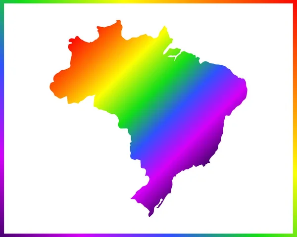 Regenboog Gekleurde Gradiënt Kaart Van Brazilië Geïsoleerd Witte Achtergrond Vector — Stockvector