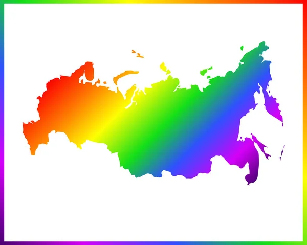 Радужная Цветная Градиентная Карта Страны России Изолирована Белом Фоне Векторная — стоковый вектор