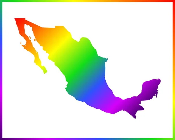 Rainbow Colored Gradient Map Country Mexico Isolated White Background Vector — Stock Vector