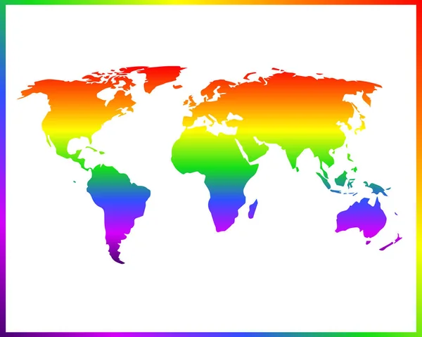Regenboog Gekleurde Verloop Wereldkaart Geïsoleerd Witte Achtergrond Vector Illustratie — Stockvector