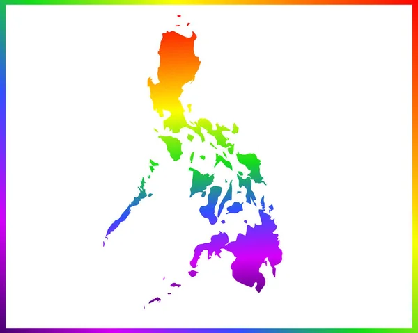 Regenboog Gekleurde Gradiënt Kaart Van Land Filippijnen Geïsoleerd Witte Achtergrond — Stockvector