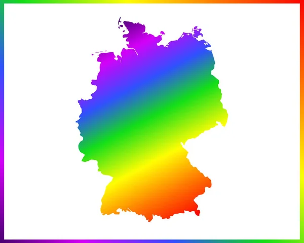 Gökkuşağı Renkli Ülke Almanya Haritası Beyaz Arka Planda Izole Edildi — Stok Vektör
