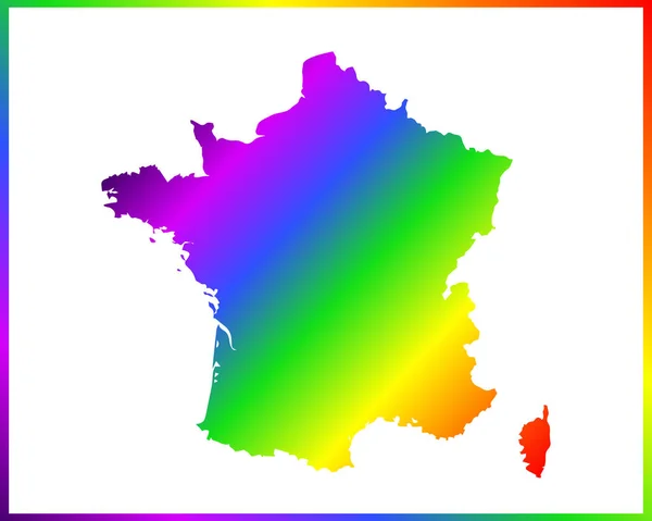 Rainbow Colored Gradient Map Country France Isolated White Background Vector — Stock Vector