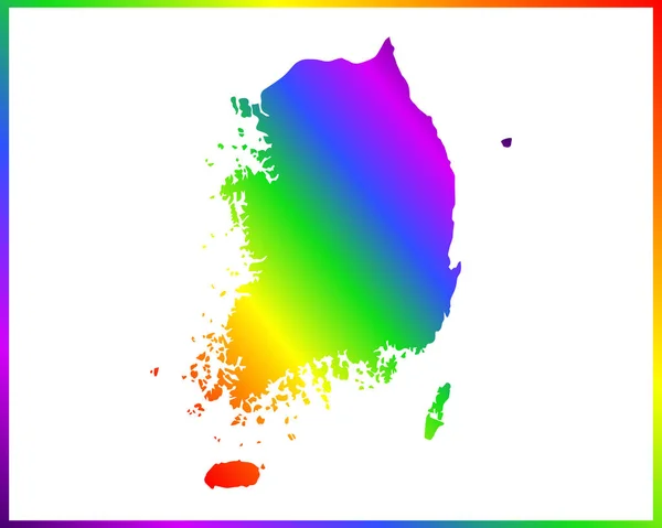 Ουράνιο Τόξο Χρωματισμένο Κλίση Χάρτη Της Χώρας Της Νότιας Κορέας — Διανυσματικό Αρχείο