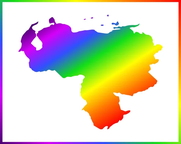 Ουράνιο Τόξο Χρωματισμένο Κλίση Χάρτη Της Χώρας Βενεζουέλα Απομονώνονται Λευκό — Διανυσματικό Αρχείο