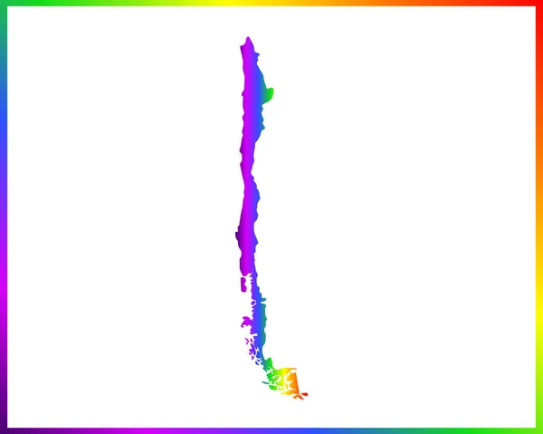 Regenboog Gekleurde Gradiënt Kaart Van Land Chili Geïsoleerd Witte Achtergrond — Stockvector