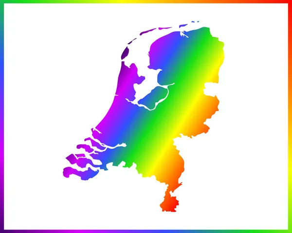 Szivárvány Színű Gradiens Térkép Ország Hollandia Elszigetelt Fehér Háttér Vektor — Stock Vector