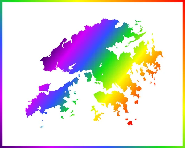 Mapa Gradiente Color Arco Iris Del País Hong Kong Aislado — Vector de stock