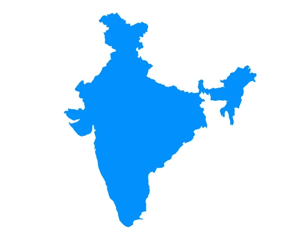 Desenho Mapa Cor Azul País Índia Isolado Sobre Fundo Branco — Vetor de Stock