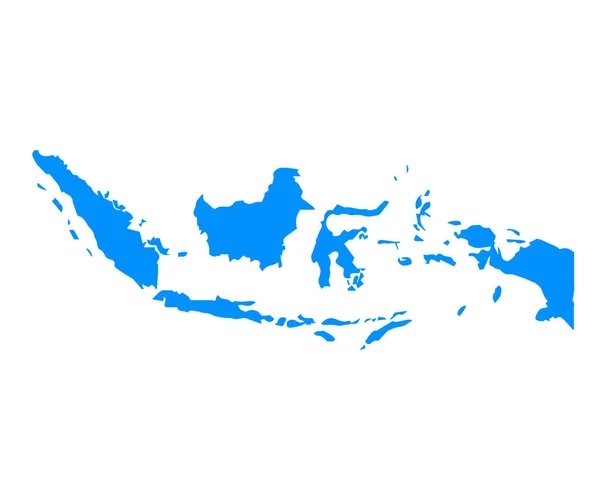Blaues Kartendesign Auf Land Indonesien Isoliert Auf Weißem Hintergrund Vektorillustration — Stockvektor
