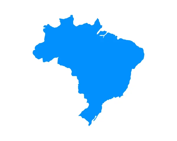 Desenho Mapa Colorido Azul País Brasil Isolado Sobre Fundo Branco — Vetor de Stock