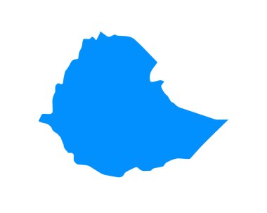 Ülke üzerinde mavi renkli harita tasarımı. Etiyopya beyaz arka planda izole edildi - vektör illüstrasyonu