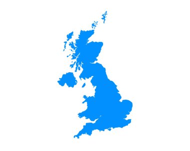 Blue coloured map design on country United Kingdom isolated on white background - vector illustration