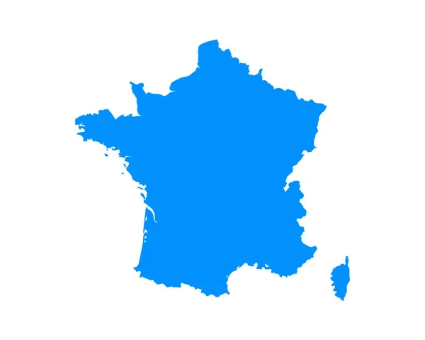 Blue Coloured Map Design Country France Isolated White Background Vector — Vetor de Stock