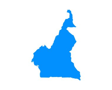 Blue coloured map design on country Cameroon isolated on white background - vector illustration