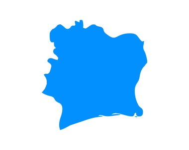 Blue coloured map design on country Cote d ivoire isolated on white background - vector illustration