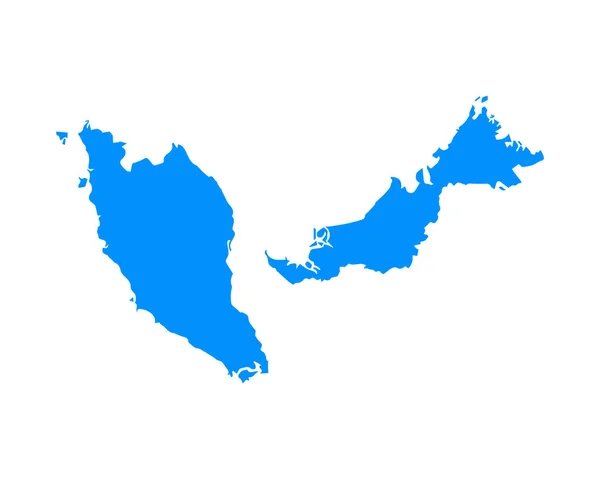 Blå Färgad Karta Design Land Malaysia Isolerad Vit Bakgrund Vektor — Stock vektor