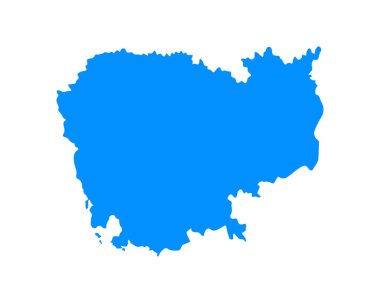 Blue coloured map design on country Cambodia isolated on white background - vector illustration